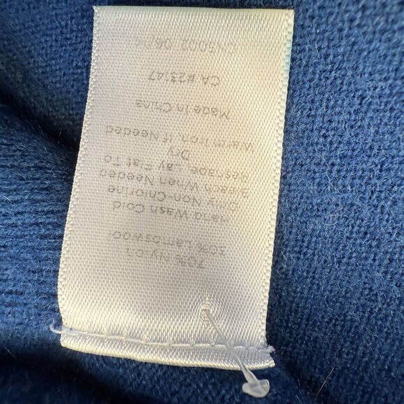 Talbots Sweater Womens Medium Wool Blend Blue Pull Over Button Sides Ribbed Hem - Picture 3 of 7